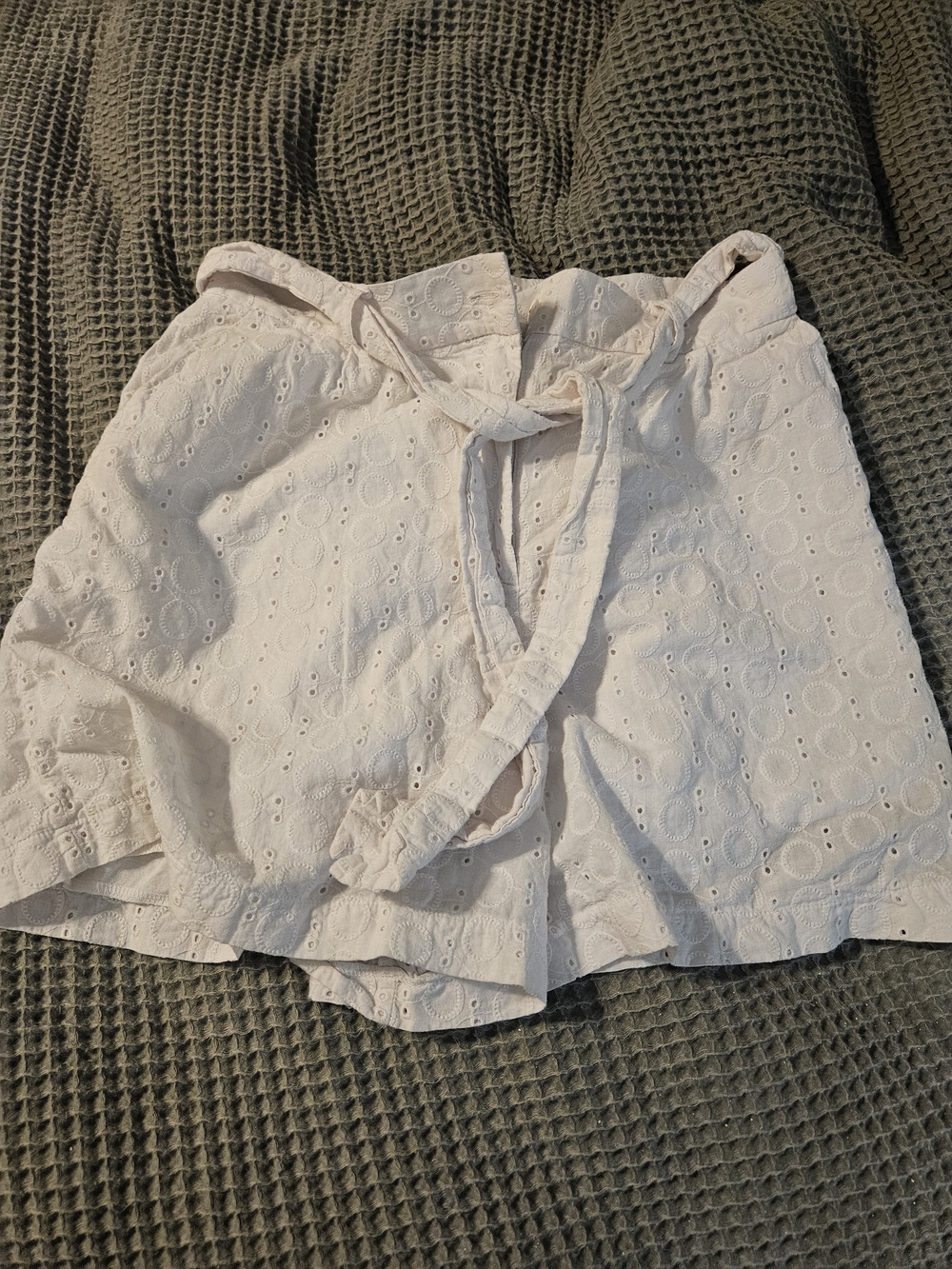 Forever Young White Eyelet Tie-Waist Shorts